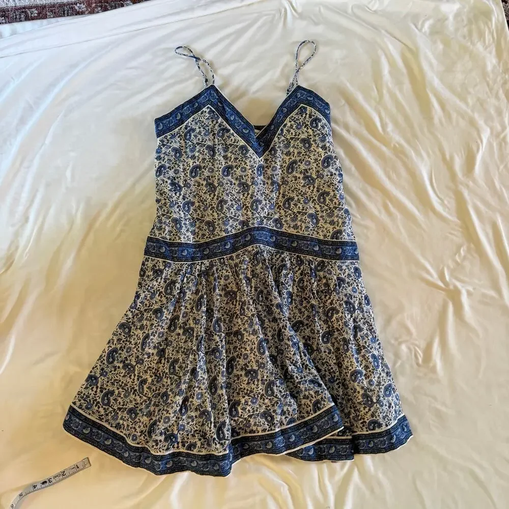 NWT Abercrombie Blue Floral Mini Dress S Cottagecore Western Boho